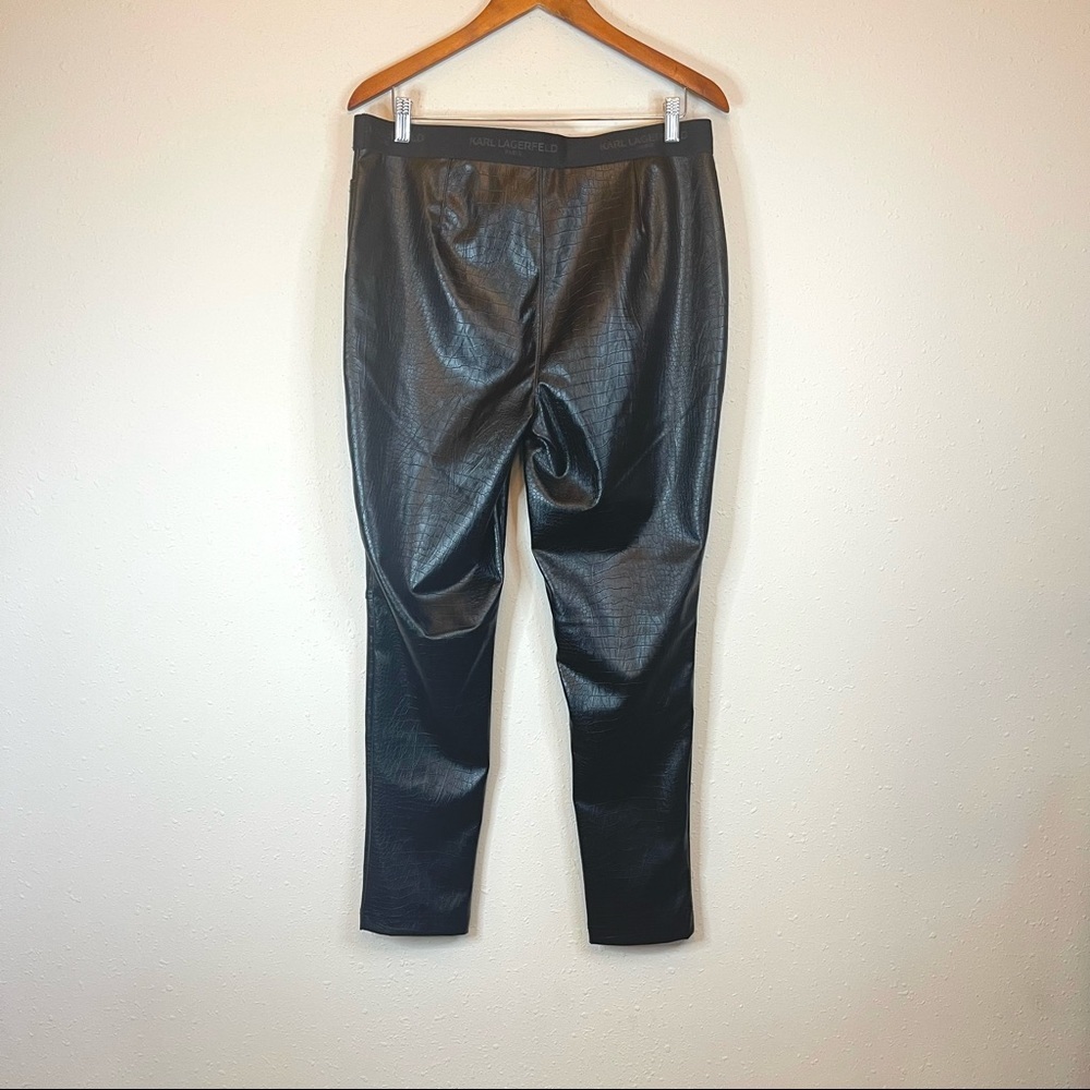 Karl Lagerfeld Paris Croc Vegan Leather Black Women’s Pants Size Large NWT - Picture 9 of 16